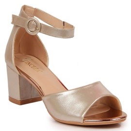 Sandały na słupku Vinceza W JAN96C złote złoty
