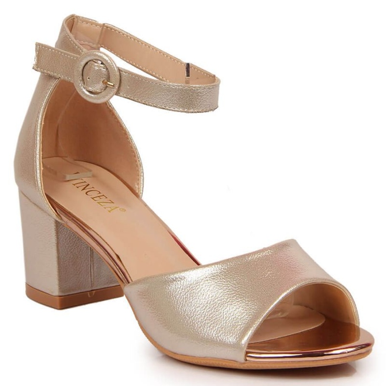 Sandały na słupku Vinceza W JAN96C złote złoty