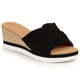 Klapki na koturnie Potocki W WOL71A czarne