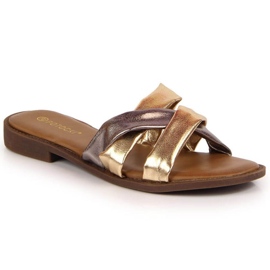 Klapki Potocki W WOL72 złote złoty