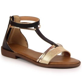 Sandały rzymianki Potocki W WOL73A czarne złoty