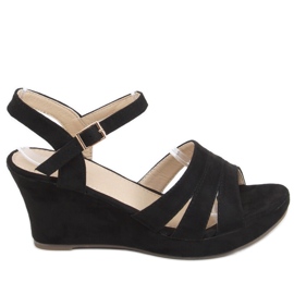 Sandałki na koturnie Nirali Black czarne