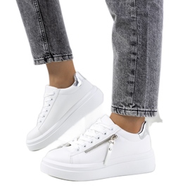 Biało srebrne sneakersy damskie Tamis białe srebrny