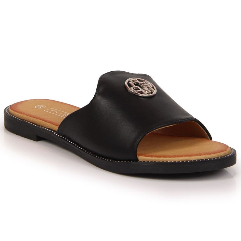 Klapki z ozdobą Filippo W PAW344A czarne