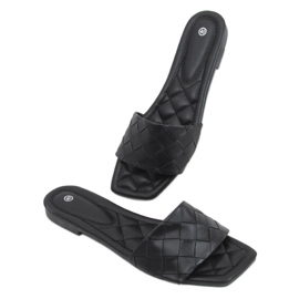 Klapki z kwadratową podeszwą Sahar Black czarne