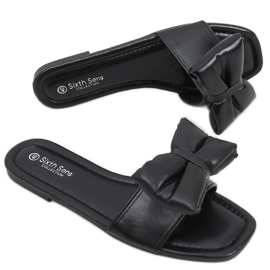 Klapki z kokardą Mili Black czarne