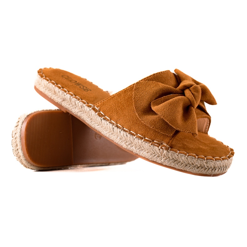 TRENDI Brązowe klapki z kokardą