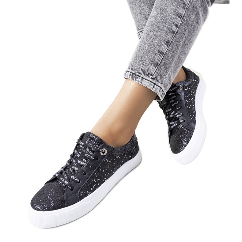 Czarne błyszczące trampki Kramer