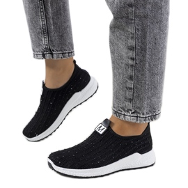 Czarne sneakersy z cyrkoniami Maasje