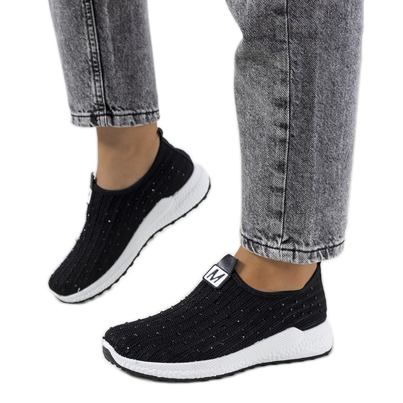 Czarne sneakersy z cyrkoniami Maasje