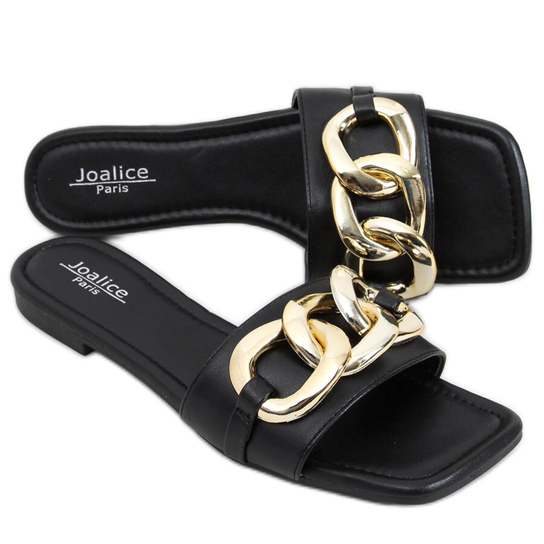 Klapki z łańcuchem Jasira Black czarne