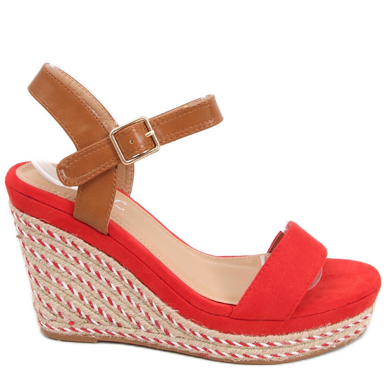 Sandałki na koturnie Zahia Red czerwone