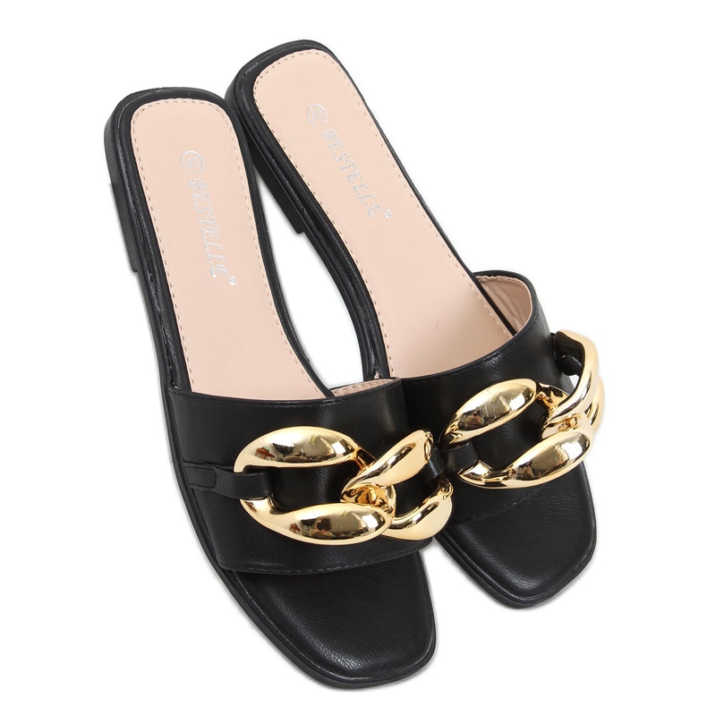 Klapki z łańcuchem Dalia Black czarne