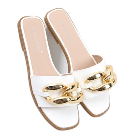 Klapki z łańcuchem Dalia White białe