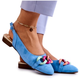 Zamszowe Baleriny Z Łańcuchem Lewski Shoes 3125 Niebieskie