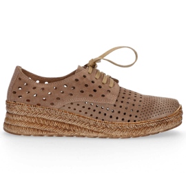 Półbuty Filippo 20071 Welur Taupe brązowe