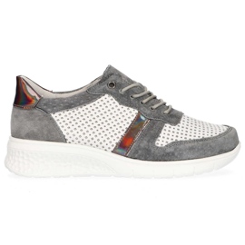 Skórzane półbuty Filippo DP1389/20 Wh Gr Szare białe żółte