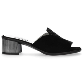 Klapki Filippo 1442 Czarny Zamsz Cekiny czarne