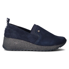 Sneakersy skórzane Filippo DP1500/20 Nv T granatowe