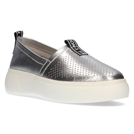 Skórzane slip-on Filippo DP2027/21 Si srebrne srebrny