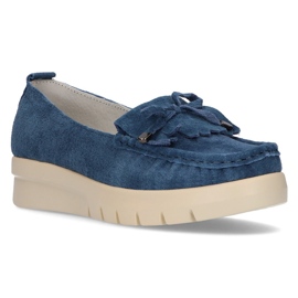 Skórzane mokasyny Filippo DP2030/21 Bl niebieskie