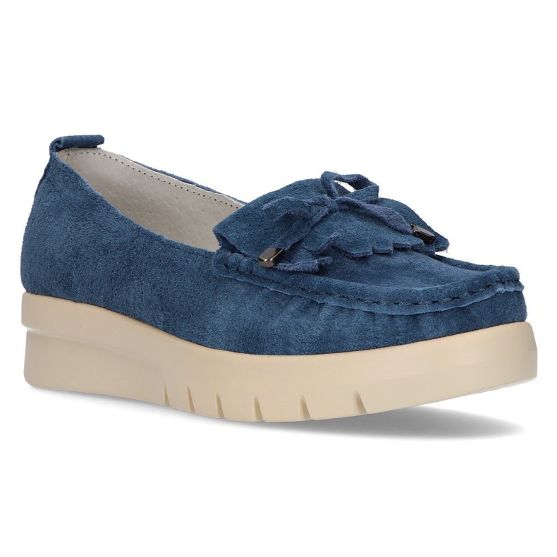 Skórzane mokasyny Filippo DP2030/21 Bl niebieskie