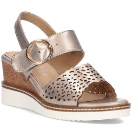 Sandały na koturnie Filippo DS2077/21 Go złote złoty