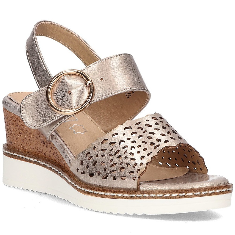 Sandały na koturnie Filippo DS2077/21 Go złote złoty