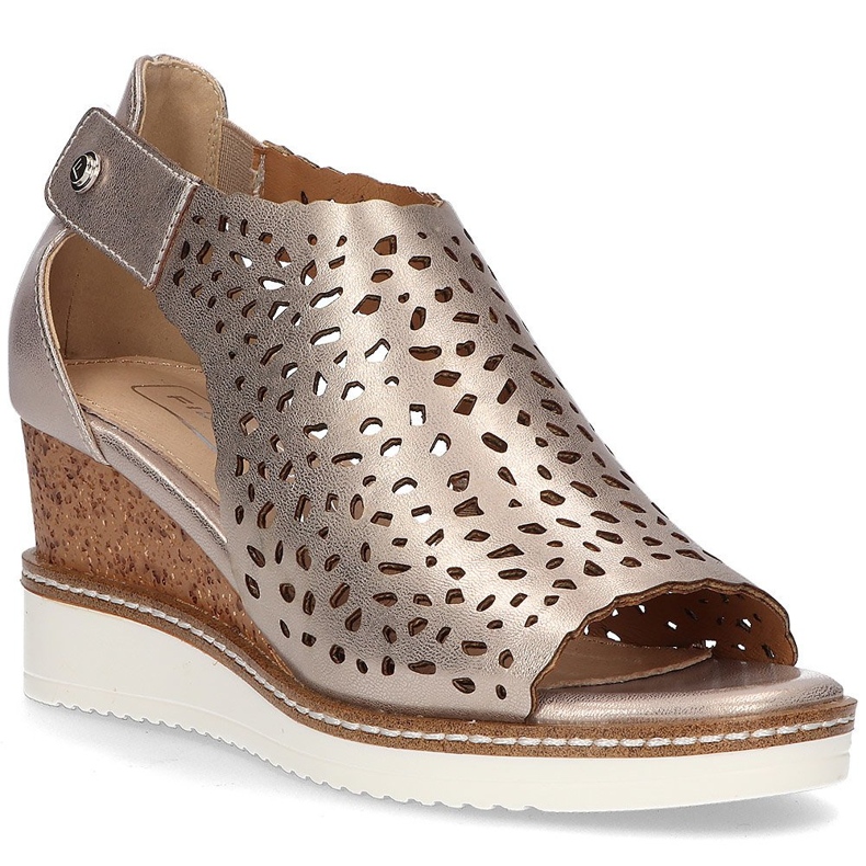 Sandały na koturnie Filippo DS2074/21 Go złote złoty