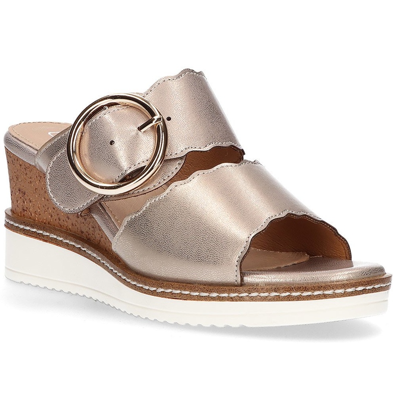 Klapki na koturnie Filippo DK2078/21 Go złote złoty