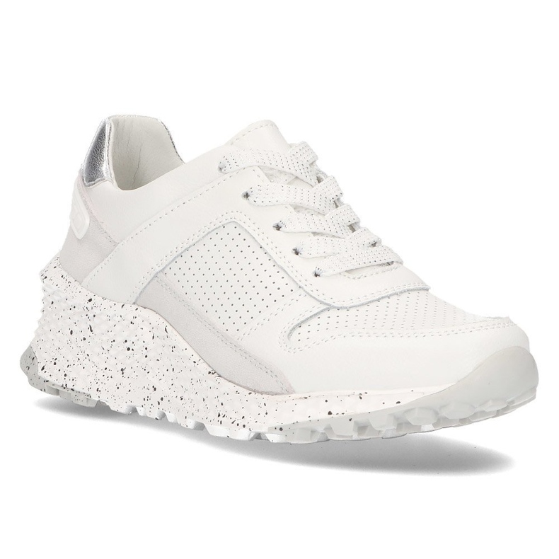 Skórzane Sneakersy Filippo DP2008/21 Wh białe