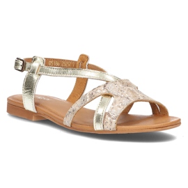 Skórzane sandały Filippo 05186-25/00-5 złote złoty