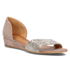 Skórzane sandały Filippo 01971-56/00-5 beżowe beżowy