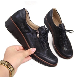 Półbuty skórzane Helios W H334 czarne z połyskiem