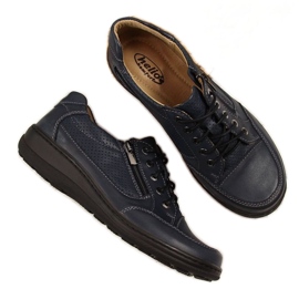 Półbuty skórzane na zamek Helios W H357D granatowe