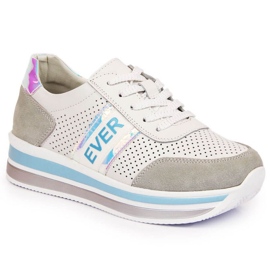 Sneakersy skórzane na platformie holo Filippo W PAW150C białe