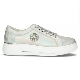 Skórzane półbuty FILIPPO DP3506/22 Si srebrne srebrny