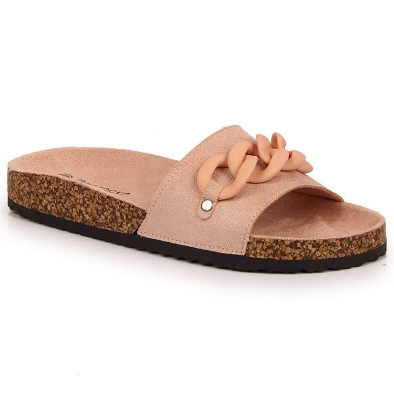 Klapki z łańcuchem Potocki W WOL65 różowe