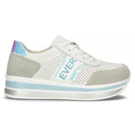 Skórzane Sneakersy Filippo DP1414/22 Bl niebieskie białe szare