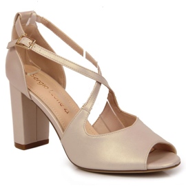 Sandały na słupku perłowo Sergio Leone W SK210D beżowe beżowy