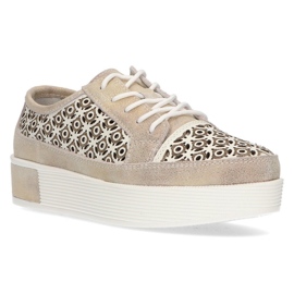 Skórzane półbuty FILIPPO DP2026/22 Go złote złoty