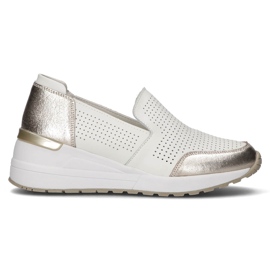 Skórzane półbuty Filippo DP3537/22 Wh białe srebrny