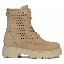 Skórzane botki Filippo DBT3716/22 Be beżowe beżowy