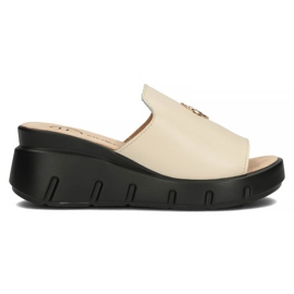 Skórzane klapki Filippo DK3596/22 Be beżowe beżowy