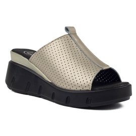 Skórzane klapki Filippo DK3594/22 Go złote złoty