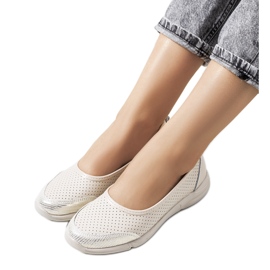 Beżowe skórzane baleriny Mirjam beżowy