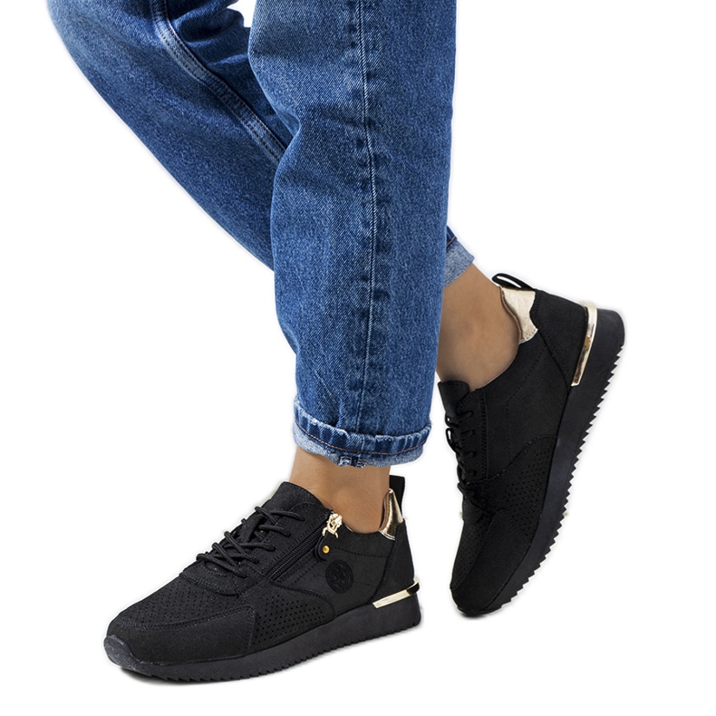 Czarne sneakersy skórzane Ancaster złoty