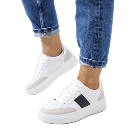 Białe sneakersy damskie Ontario czarne