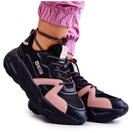 Damskie Sneakersy Memory Foam Big Star JJ274599 Czarno-Różowe czarne