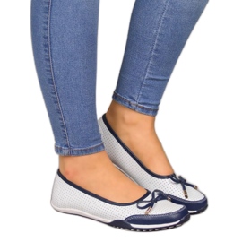 Baleriny Damskie Skórzane Ażurowe Białe eVento